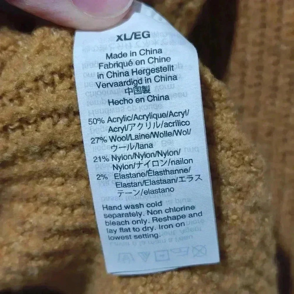 Madewell Wool Sweater XL Pullover Mustard Yellow Turtle Neck Cable Knit - Picture 5 of 6